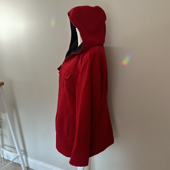 Braeton 100% Wool Red Hooded Coat XL - Picture 4 of 7